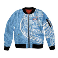 Tonga Apifo'ou Kolisi Personalized Sleeve Zip Bomber Jacket Ngatu Tokelaufeletoa Motifs