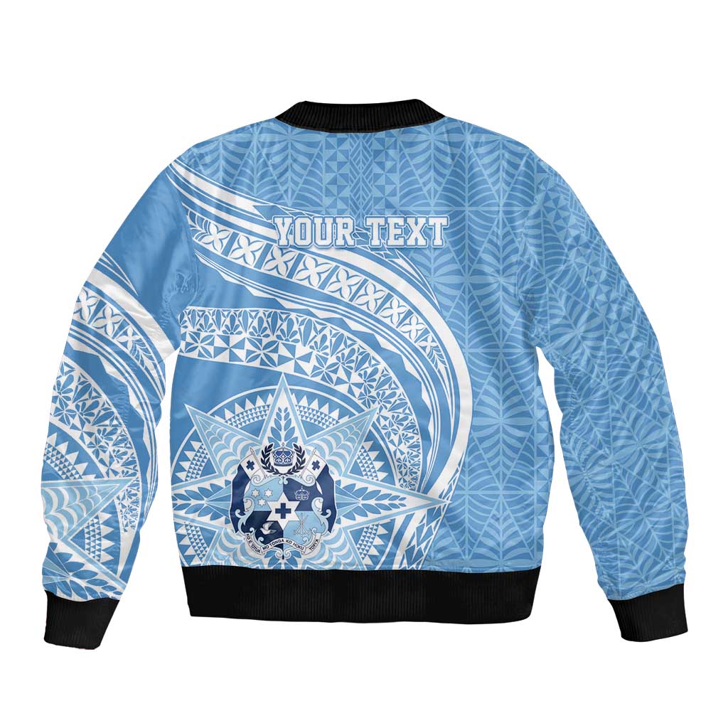 Tonga Apifo'ou Kolisi Personalized Sleeve Zip Bomber Jacket Ngatu Tokelaufeletoa Motifs