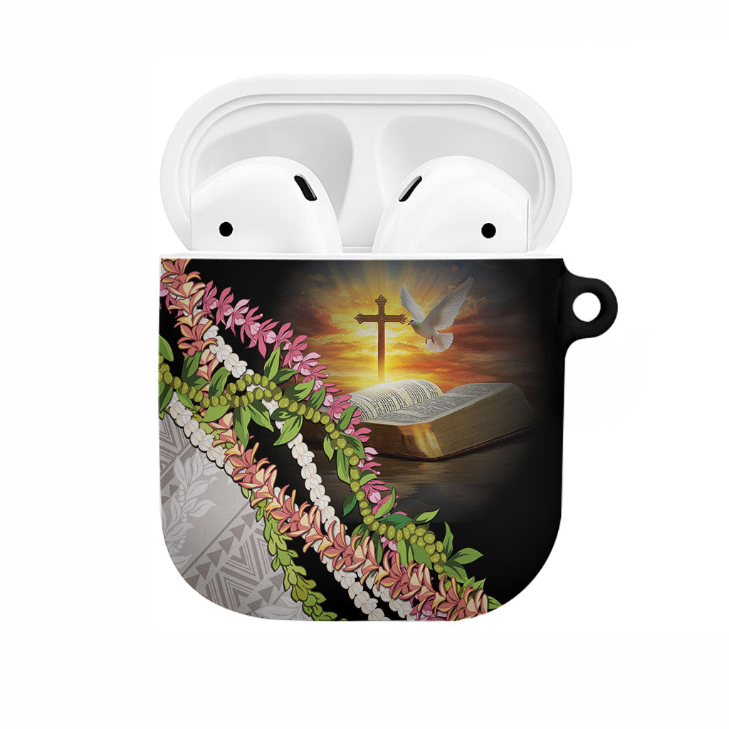 Hawaii Mokihana Mix Pikake Leis Mahalo 'Olelo AirPods Case Black LT7 Black - Polynesian Pride