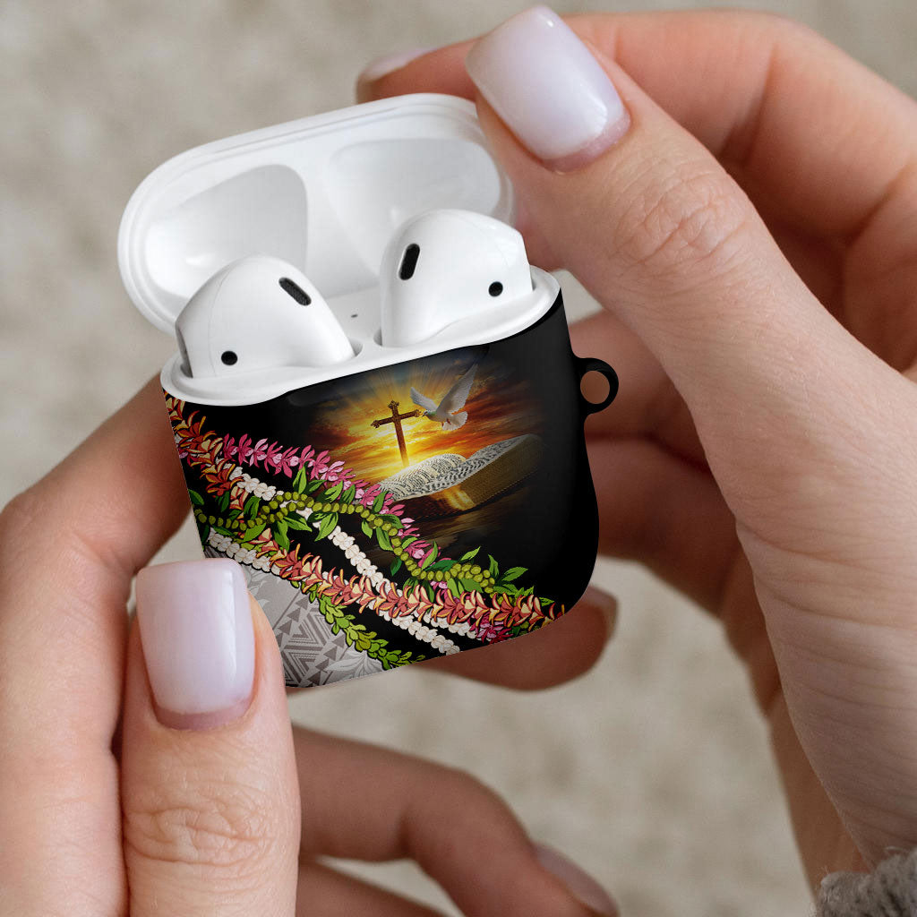 Hawaii Mokihana Mix Pikake Leis Mahalo 'Olelo AirPods Case Black LT7 - Polynesian Pride