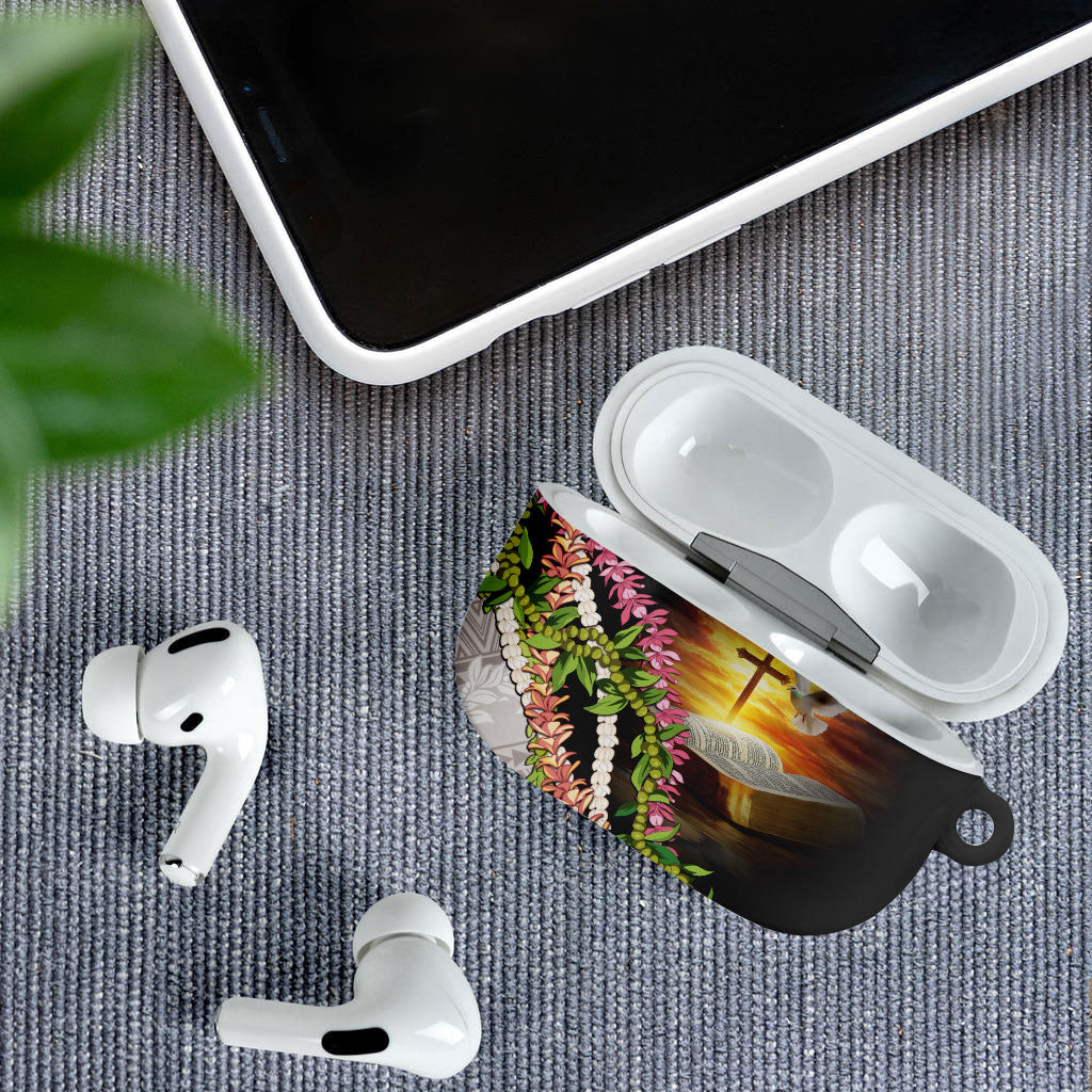 Hawaii Mokihana Mix Pikake Leis Mahalo 'Olelo AirPods Case Black LT7 - Polynesian Pride