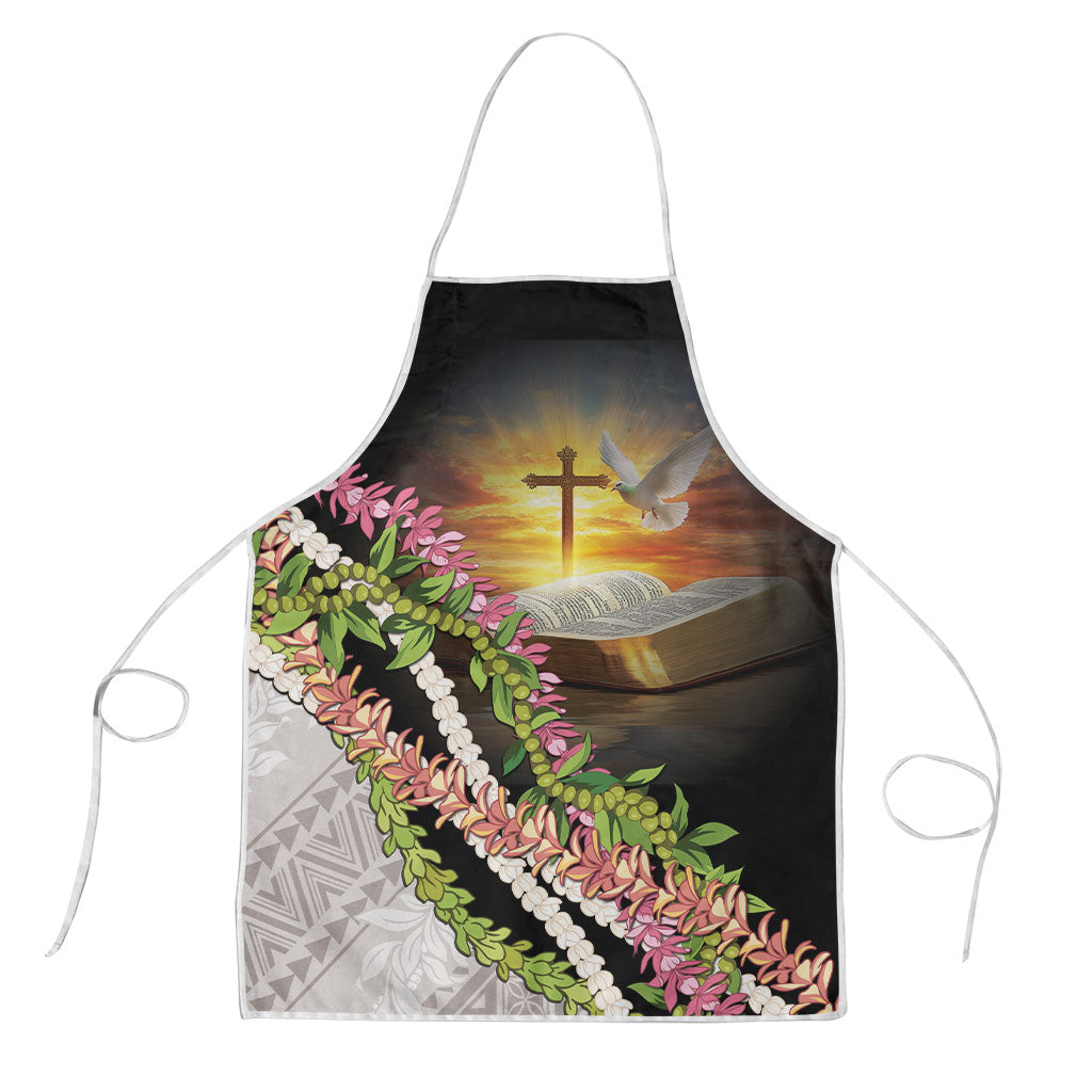 Hawaii Mokihana Mix Pikake Leis Mahalo 'Olelo Apron Black LT7 Black - Polynesian Pride