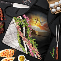 Hawaii Mokihana Mix Pikake Leis Mahalo 'Olelo Apron Black LT7 Black - Polynesian Pride