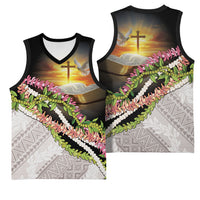 Hawaii Mokihana Mix Pikake Leis Mahalo 'Olelo Basketball Jersey Black LT7 - Polynesian Pride
