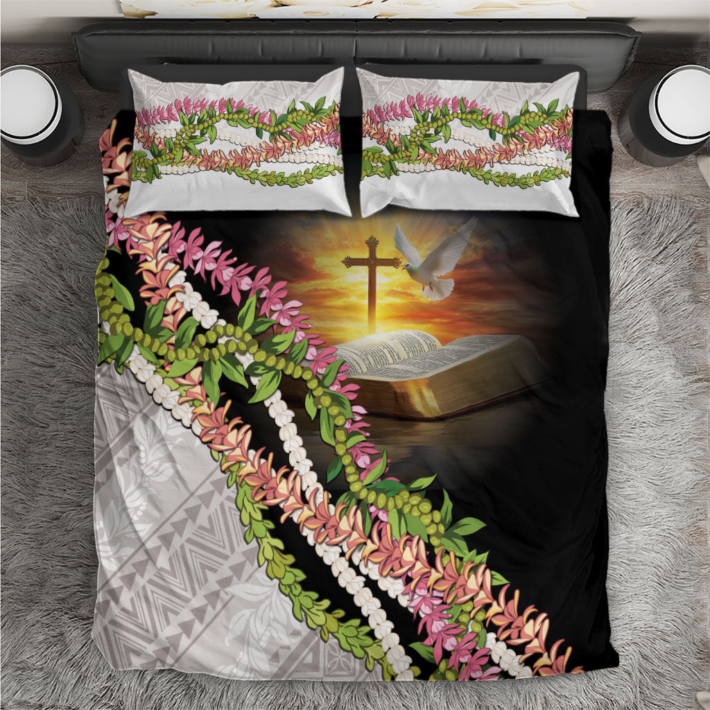 Hawaii Mokihana Mix Pikake Leis Mahalo 'Olelo Bedding Set Black LT7 Black - Polynesian Pride