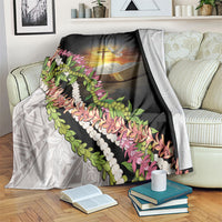 Hawaii Mokihana Mix Pikake Leis Mahalo 'Olelo Blanket Black LT7 Black - Polynesian Pride