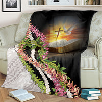 Hawaii Mokihana Mix Pikake Leis Mahalo 'Olelo Blanket Black LT7 - Polynesian Pride