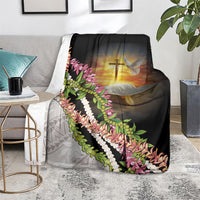 Hawaii Mokihana Mix Pikake Leis Mahalo 'Olelo Blanket Black LT7 - Polynesian Pride