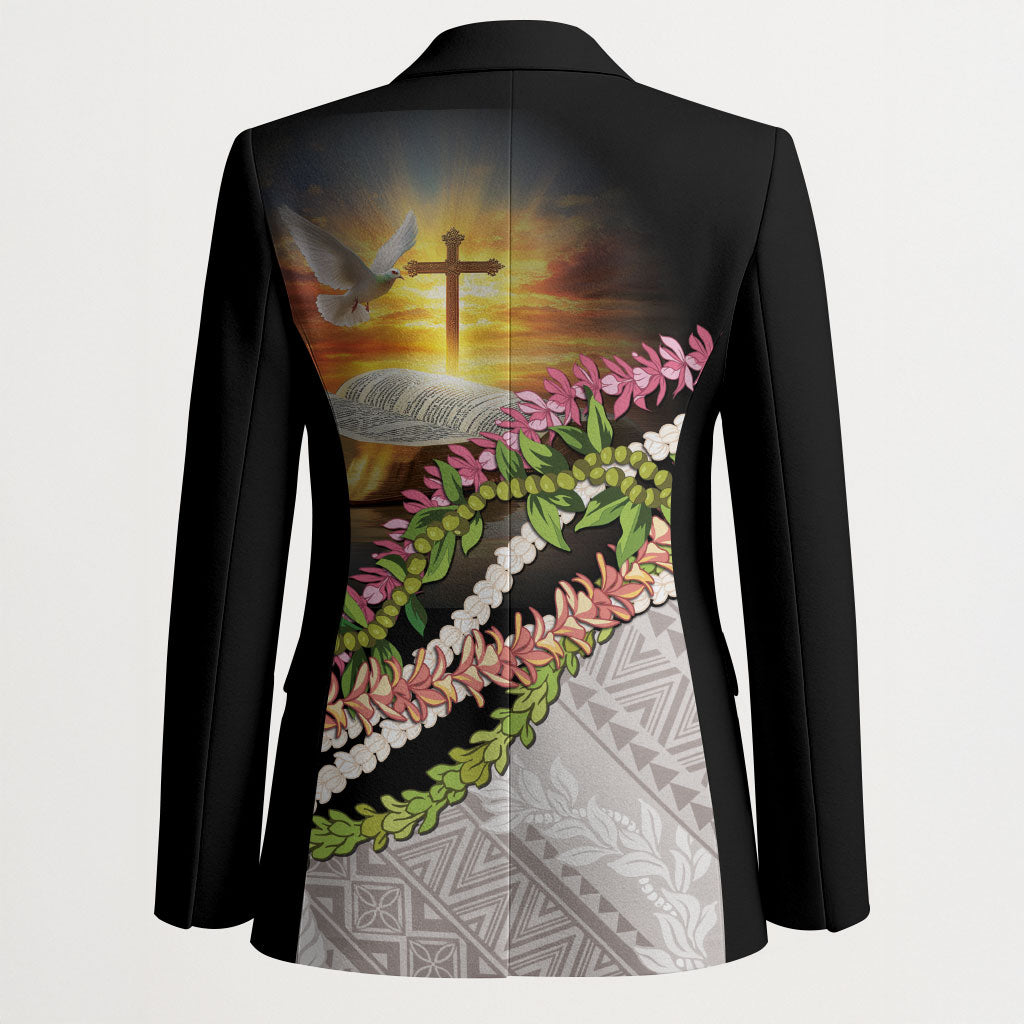 Hawaii Mokihana Mix Pikake Leis Mahalo 'Olelo Blazer Black LT7 - Polynesian Pride