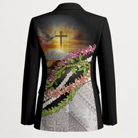 Hawaii Mokihana Mix Pikake Leis Mahalo 'Olelo Blazer Black LT7 - Polynesian Pride