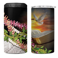 Hawaii Mokihana Mix Pikake Leis Mahalo 'Olelo 4 in 1 Can Cooler Tumbler Black LT7 One Size: 16 oz Black - Polynesian Pride