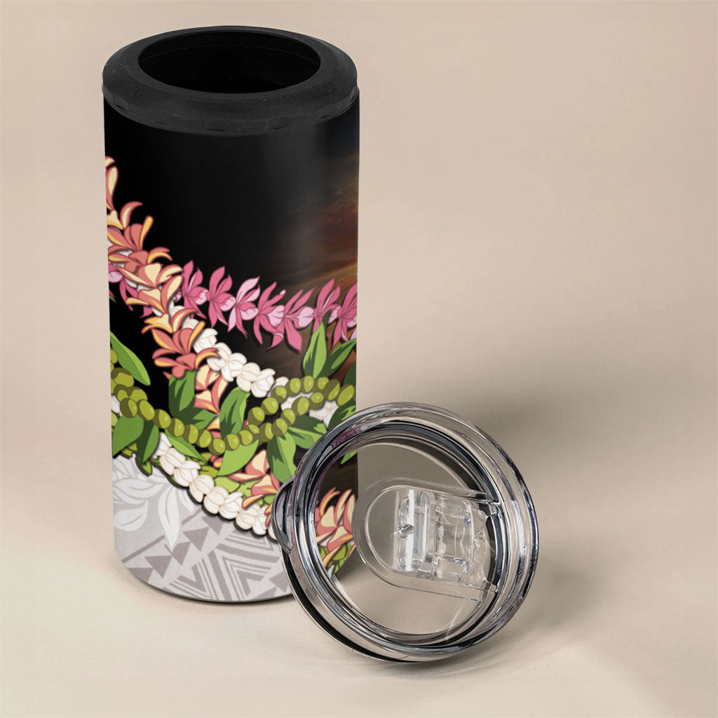 Hawaii Mokihana Mix Pikake Leis Mahalo 'Olelo 4 in 1 Can Cooler Tumbler Black LT7 - Polynesian Pride