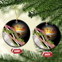 Hawaii Mokihana Mix Pikake Leis Mahalo 'Olelo Ceramic Ornament Black LT7 Circle Black - Polynesian Pride