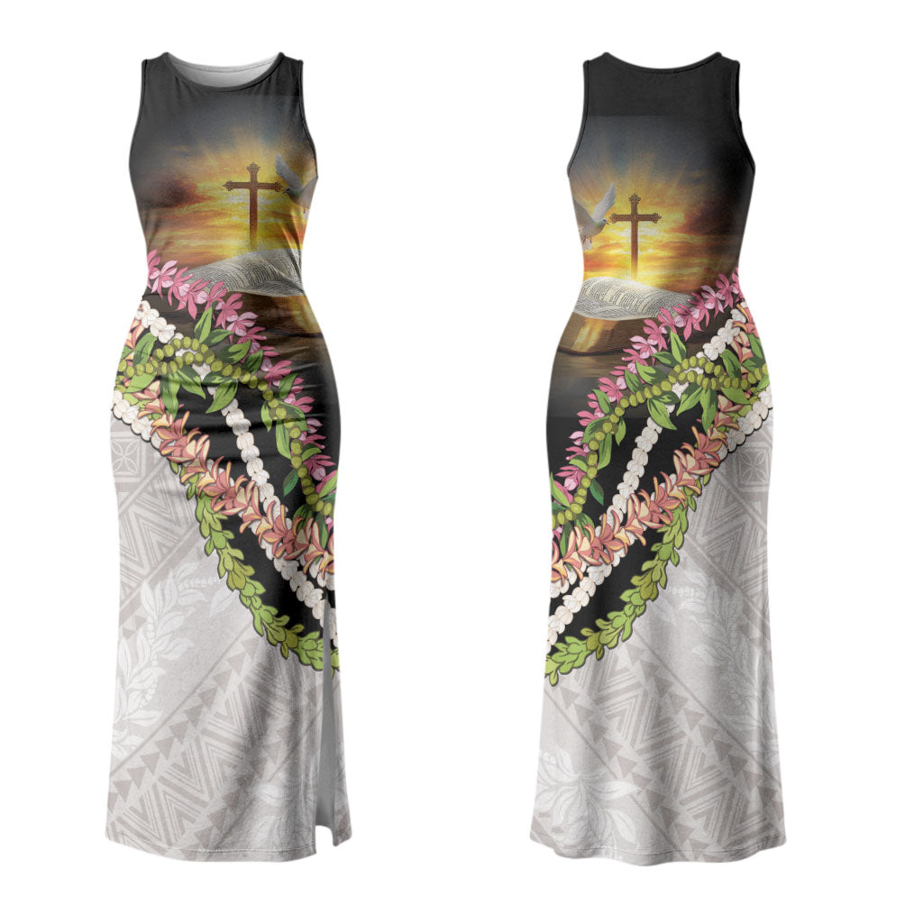 Hawaii Mokihana Mix Pikake Leis Mahalo 'Olelo Couples Matching Tank Maxi Dress and Hawaiian Shirt Black LT7 - Polynesian Pride