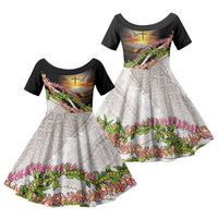 Hawaii Mokihana Mix Pikake Leis Mahalo 'Olelo Family Matching Summer Maxi Dress and Hawaiian Shirt Black LT7 Daughter's Dress Black - Polynesian Pride
