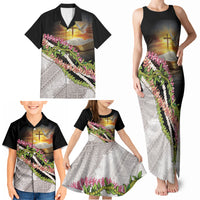 Hawaii Mokihana Mix Pikake Leis Mahalo 'Olelo Family Matching Tank Maxi Dress and Hawaiian Shirt Black LT7 - Polynesian Pride