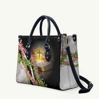 Hawaii Mokihana Mix Pikake Leis Mahalo 'Olelo Leather Bag Black LT7 Black - Polynesian Pride