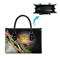 Hawaii Mokihana Mix Pikake Leis Mahalo 'Olelo Leather Bag Black LT7 - Polynesian Pride