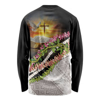 Hawaii Mokihana Mix Pikake Leis Mahalo 'Olelo Long Sleeve Shirt Black LT7 - Polynesian Pride