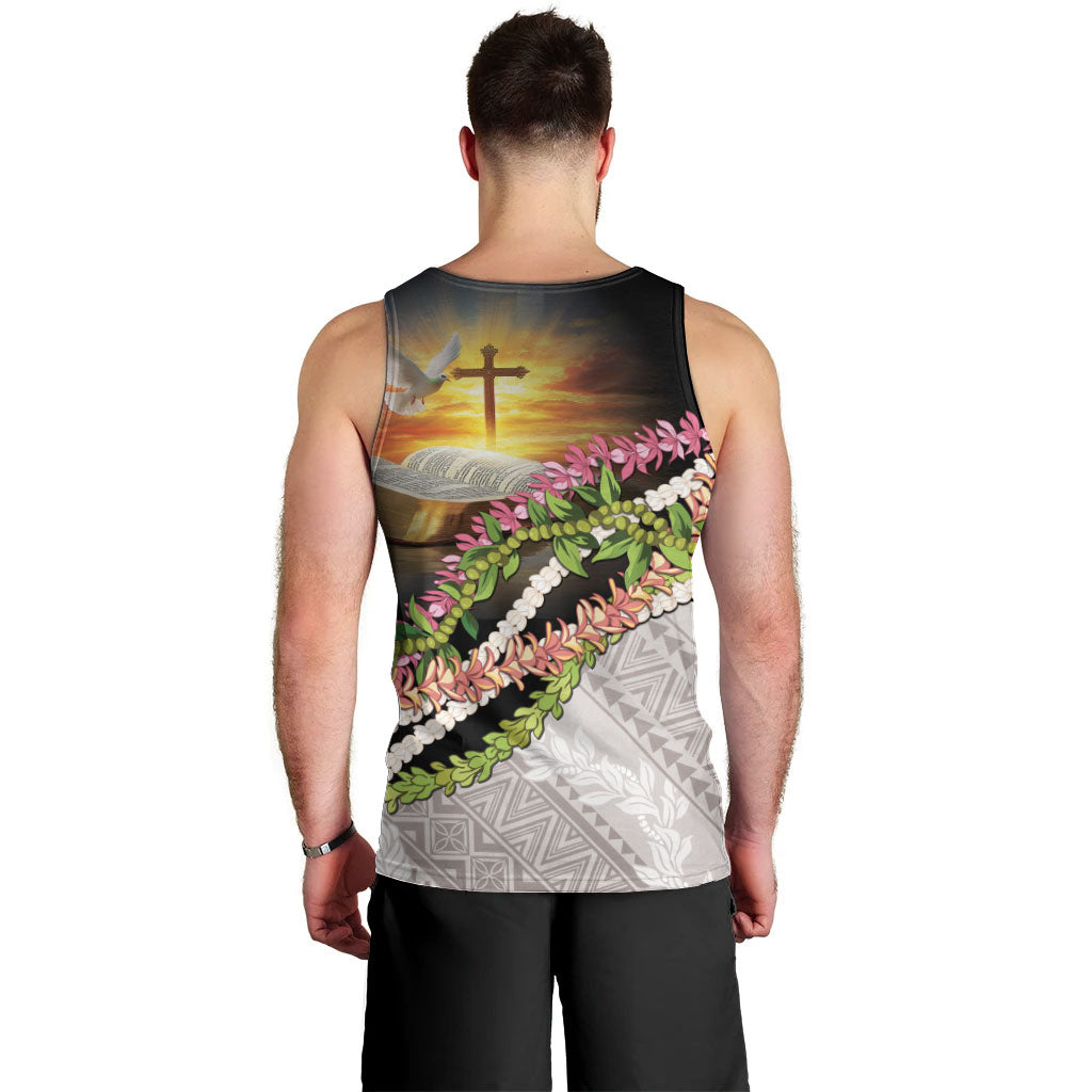 Hawaii Mokihana Mix Pikake Leis Mahalo 'Olelo Men Tank Top Black LT7 - Polynesian Pride