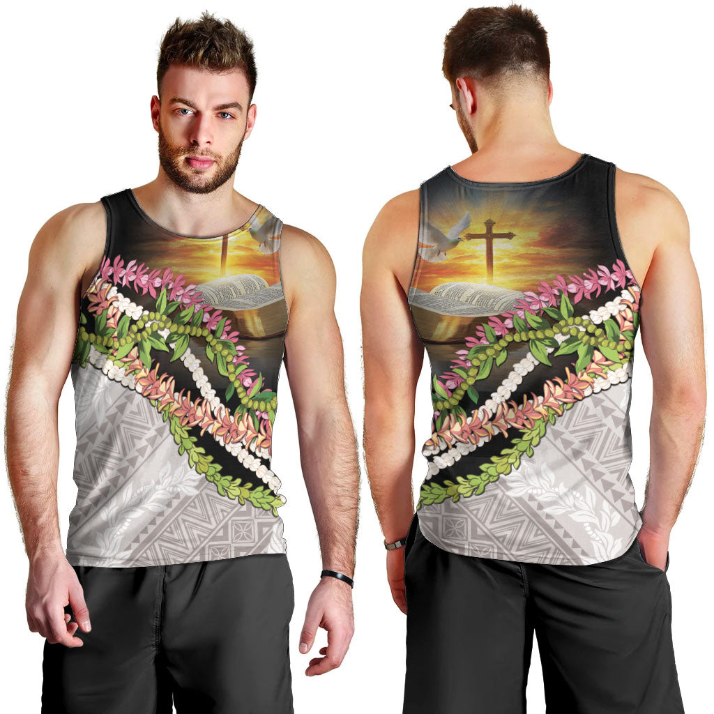 Hawaii Mokihana Mix Pikake Leis Mahalo 'Olelo Men Tank Top Black LT7 - Polynesian Pride