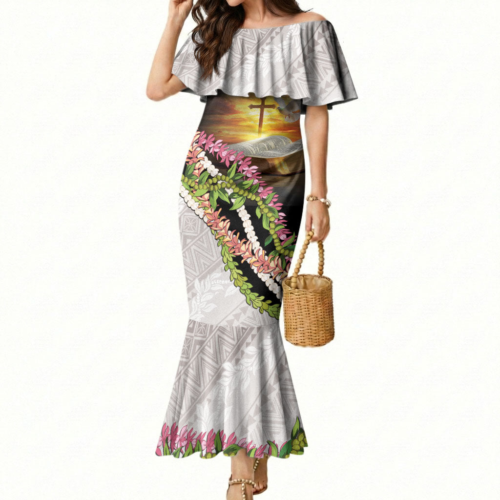 Hawaii Mokihana Mix Pikake Leis Mahalo 'Olelo Mermaid Dress Black LT7 Women Black - Polynesian Pride