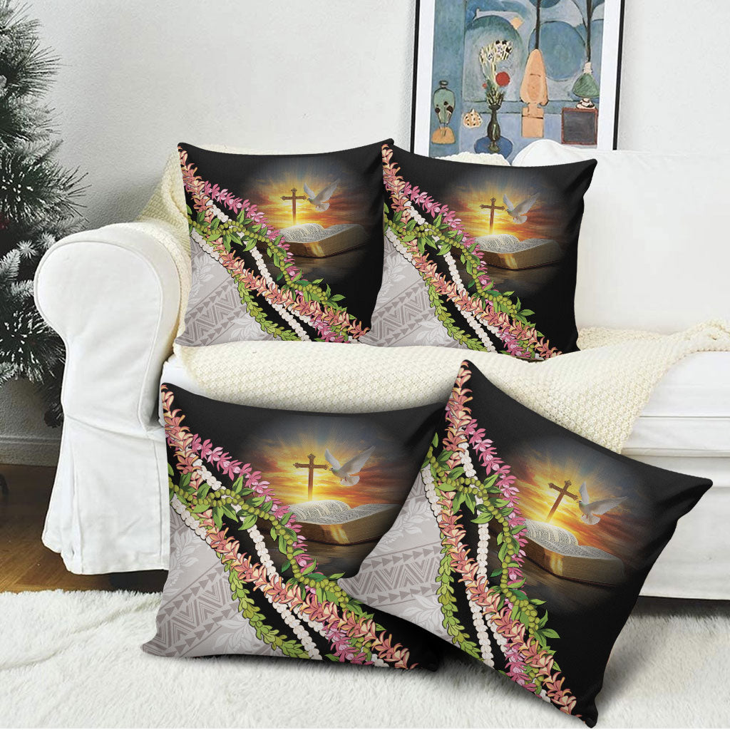 Hawaii Mokihana Mix Pikake Leis Mahalo 'Olelo Pillow Cover Black LT7 - Polynesian Pride