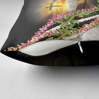 Hawaii Mokihana Mix Pikake Leis Mahalo 'Olelo Pillow Cover Black LT7 - Polynesian Pride