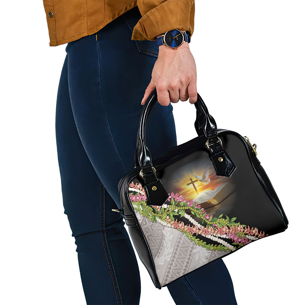 Hawaii Mokihana Mix Pikake Leis Mahalo 'Olelo Shoulder Handbag Black LT7 - Polynesian Pride