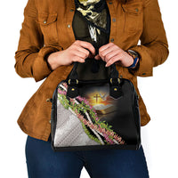 Hawaii Mokihana Mix Pikake Leis Mahalo 'Olelo Shoulder Handbag Black LT7 - Polynesian Pride