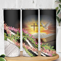 Hawaii Mokihana Mix Pikake Leis Mahalo 'Olelo Skinny Tumbler Black LT7 - Polynesian Pride