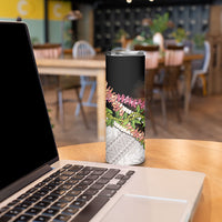 Hawaii Mokihana Mix Pikake Leis Mahalo 'Olelo Skinny Tumbler Black LT7 - Polynesian Pride