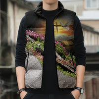 Hawaii Mokihana Mix Pikake Leis Mahalo 'Olelo Sleeveless Puffer Jacket Black LT7 - Polynesian Pride