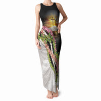 Hawaii Mokihana Mix Pikake Leis Mahalo 'Olelo Tank Maxi Dress Black LT7 Women Black - Polynesian Pride