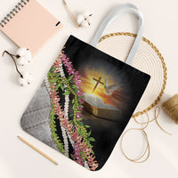 Hawaii Mokihana Mix Pikake Leis Mahalo 'Olelo Tote Bag Black LT7 White Strap One Size Black - Polynesian Pride