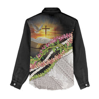 Hawaii Mokihana Mix Pikake Leis Mahalo 'Olelo Women Casual Shirt Black LT7 - Polynesian Pride