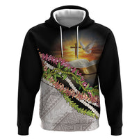 Hawaii Mokihana Mix Pikake Leis Mahalo 'Olelo Zip Hoodie Black LT7 Pullover Hoodie Black - Polynesian Pride