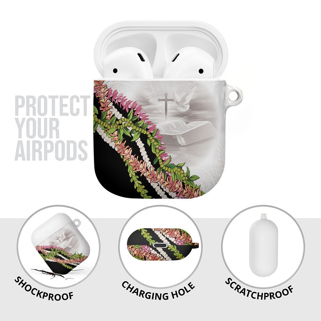 Hawaii Mokihana Mix Pikake Leis Mahalo 'Olelo AirPods Case White Tapa LT7 - Polynesian Pride