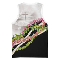 Hawaii Mokihana Mix Pikake Leis Mahalo 'Olelo Basketball Jersey White Tapa LT7 - Polynesian Pride