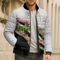 Hawaii Mokihana Mix Pikake Leis Mahalo 'Olelo Bomber Puffer Jacket White Tapa LT7 - Polynesian Pride