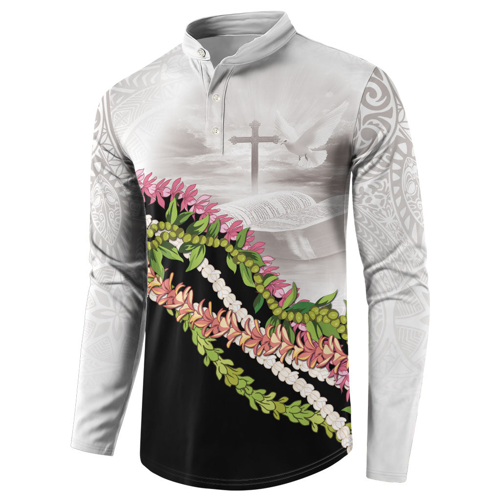Hawaii Mokihana Mix Pikake Leis Mahalo 'Olelo Button Sweatshirt White Tapa LT7 - Polynesian Pride