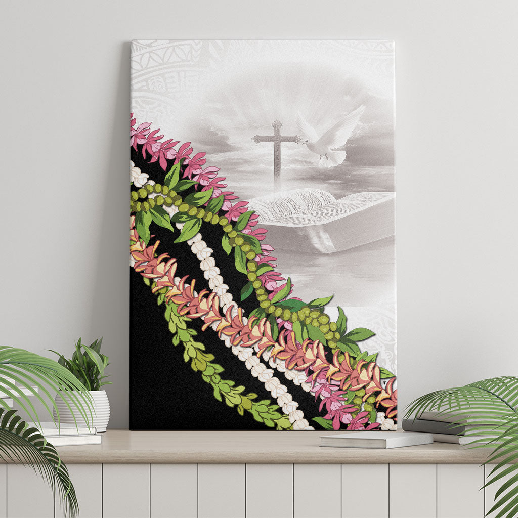 Hawaii Mokihana Mix Pikake Leis Mahalo 'Olelo Canvas Wall Art White Tapa LT7 - Polynesian Pride