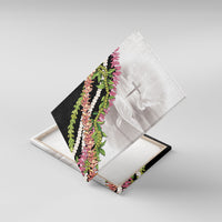 Hawaii Mokihana Mix Pikake Leis Mahalo 'Olelo Canvas Wall Art White Tapa LT7 With Frame White - Polynesian Pride