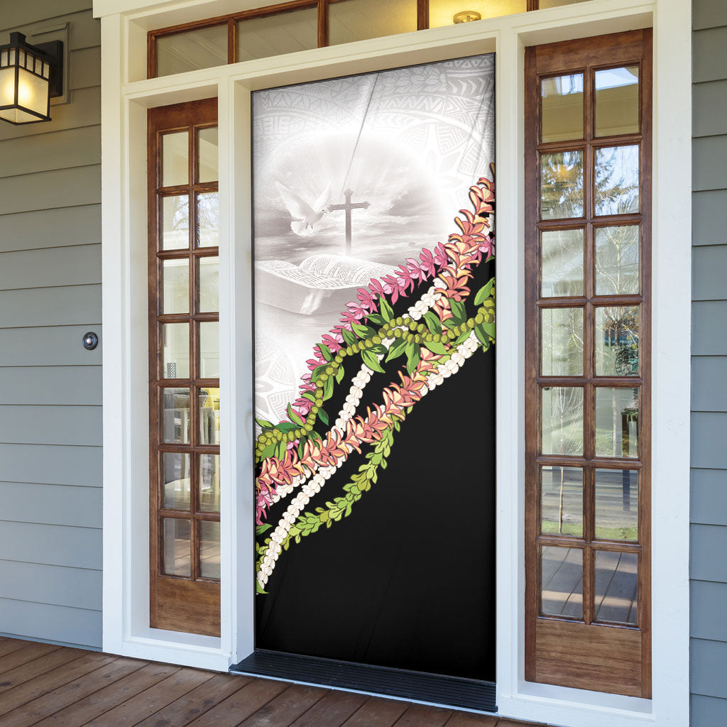 Hawaii Mokihana Mix Pikake Leis Mahalo 'Olelo Door Cover White Tapa LT7 - Polynesian Pride