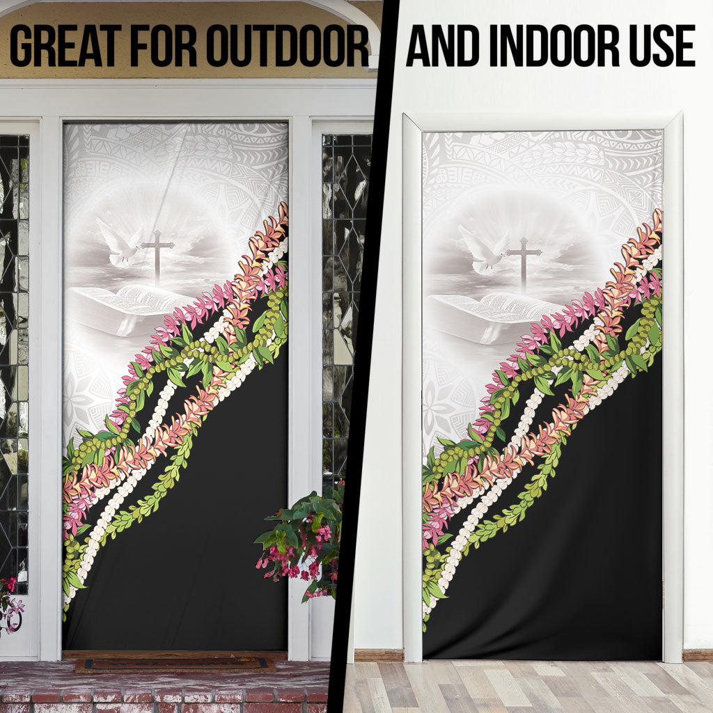 Hawaii Mokihana Mix Pikake Leis Mahalo 'Olelo Door Cover White Tapa LT7 - Polynesian Pride