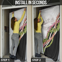 Hawaii Mokihana Mix Pikake Leis Mahalo 'Olelo Door Cover White Tapa LT7 - Polynesian Pride