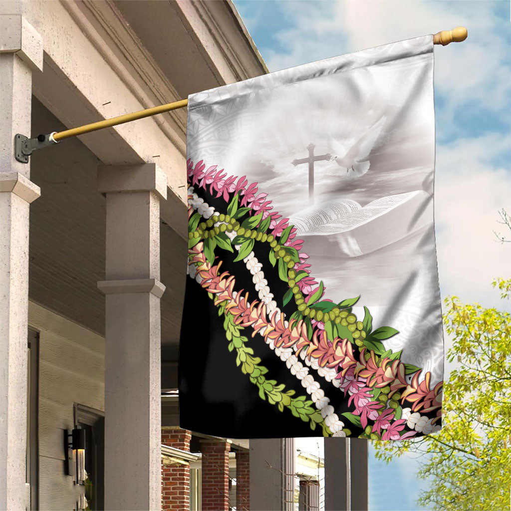 Hawaii Mokihana Mix Pikake Leis Mahalo 'Olelo Garden Flag White Tapa LT7 House Flag White - Polynesian Pride