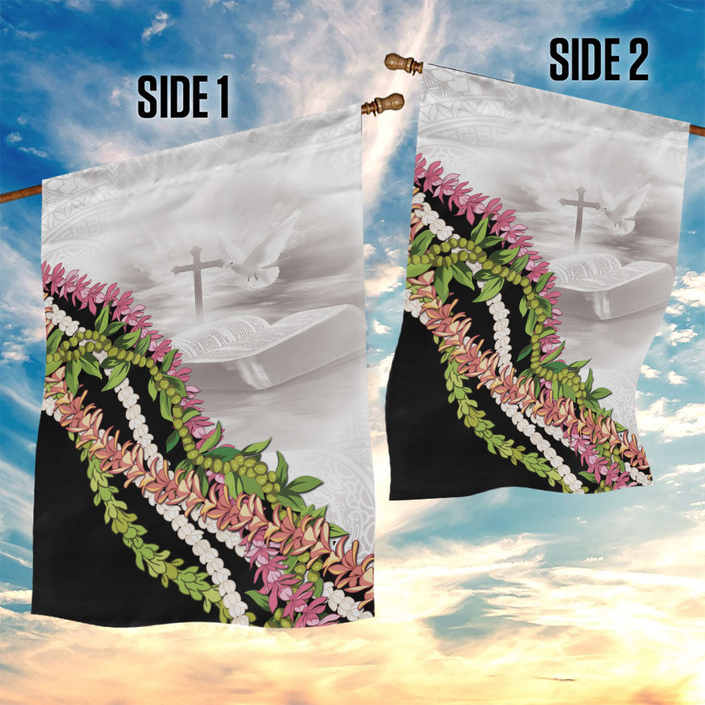 Hawaii Mokihana Mix Pikake Leis Mahalo 'Olelo Garden Flag White Tapa LT7 - Polynesian Pride