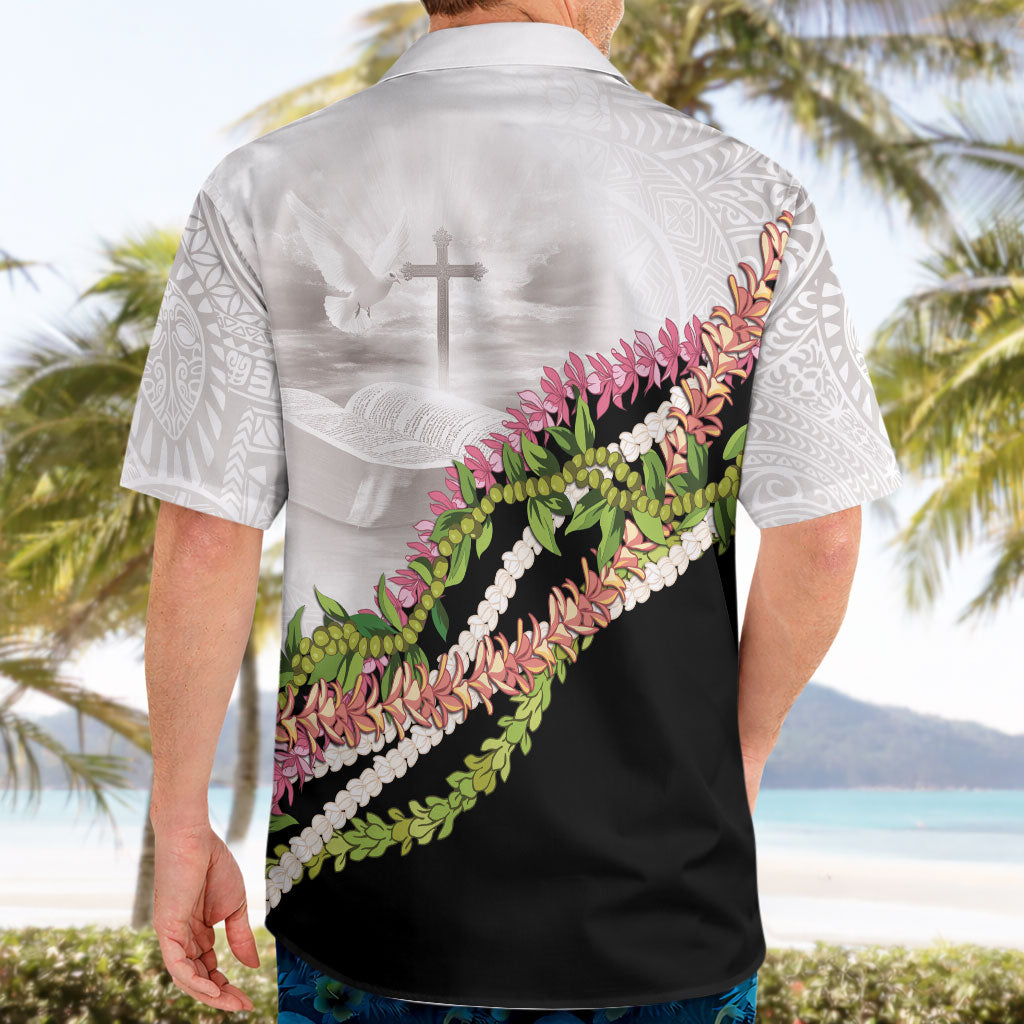 Hawaii Mokihana Mix Pikake Leis Mahalo 'Olelo Hawaiian Shirt White Tapa LT7 - Polynesian Pride