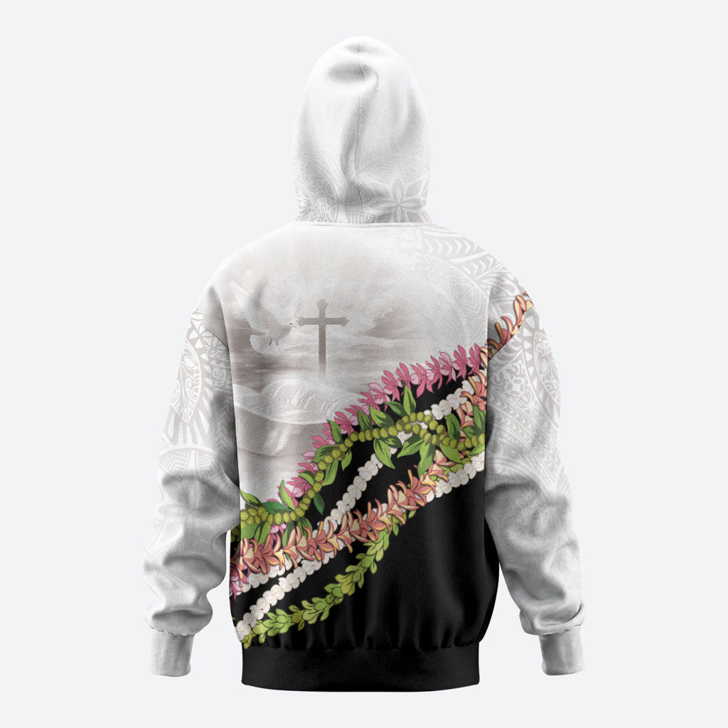 Hawaii Mokihana Mix Pikake Leis Mahalo 'Olelo Hoodie White Tapa LT7 - Polynesian Pride